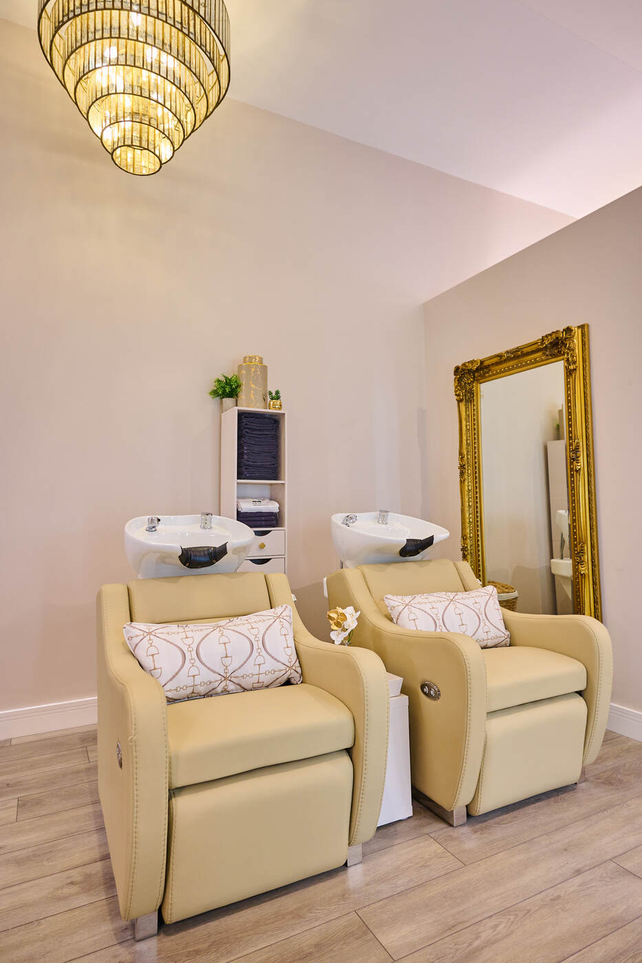 The backwash under the chandelier